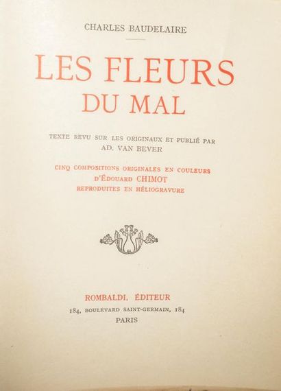 null BAUDELAIRE (Charles). Les Fleurs du mal. Paris, Rombaldi, Éditeur, 1936. In-8°...