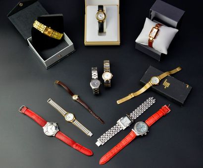 null Lot de 11 montres fantaisies en métal notamment de chez Lip, Yves Saint Laurent,...