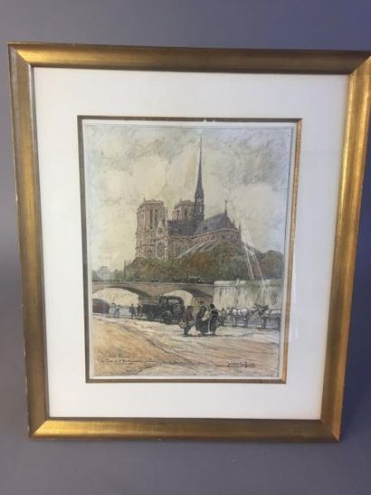 null Jean-Louis LEFORT (1875 - 1954).

"Notre-Dame et le pont de l'archevêché - Paris"

Dessin...