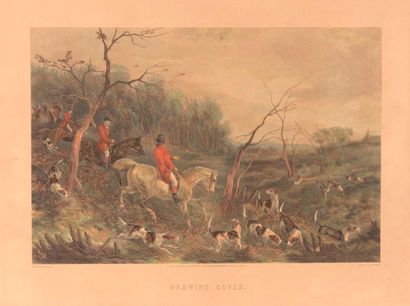 null Ensemble de dix estampes sur le thème de la chasse : 

- six lithographies anglaises...