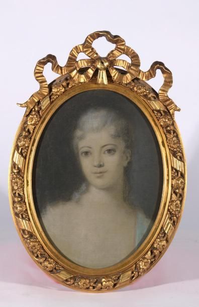 null Louise Aline MIDY (XIXe siècle).

Portrait de femme.

Pastel ovale signé et...