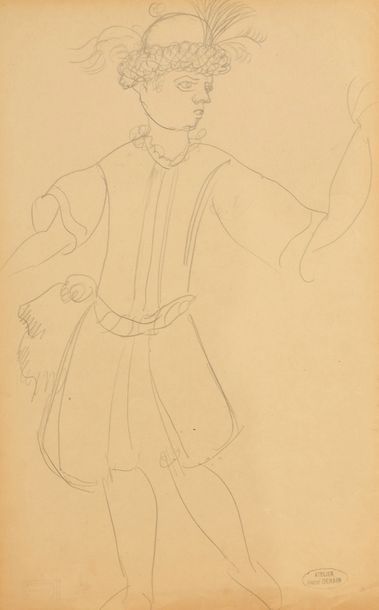 null André DERAIN (Chatou, 1880 - Garches, 1954).

Étude de costume et chapeau d'homme.

Dessin...