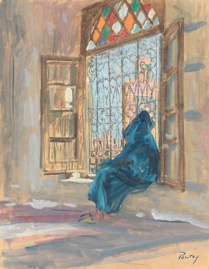null Henri PONTOY (Reims, 1888 - Aix-en-Provence, 1968).

"Fenêtre sur la mosquée...