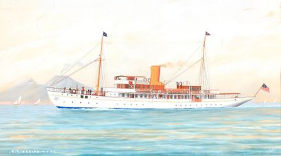 null Louis PAPALUCA (Italie, 1890 - 1934). 

Le bateau "S.Y XAFIRA. N.Y.Y.C" dans...