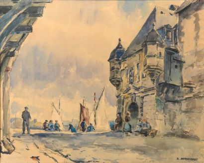 null Eugène BERNHARDT (1898 - 1984).

La Lieutenance à Honfleur.

Aquarelle signée...