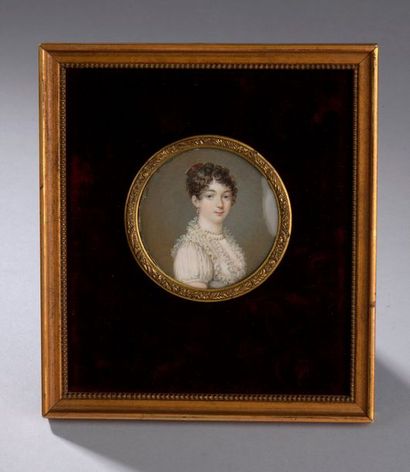 null École du début du XIXe siècle.



Portrait de jeune fille au collier de perles.



Miniature...