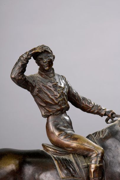 null Jules MOIGNIEZ (1835 -1894).



Jockey avant la course.



Bronze à patine brune...