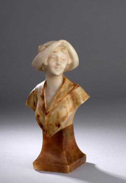 null A. DEL PERUGIA (XIXe - XXe siècles).



Buste de jeune femme au chapeau en albâtre...