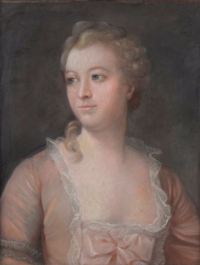 null Ecole française du XIXe siècle.



Portrait de jeune femme à la robe rose.



Pastel...
