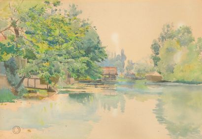 null Paul LIPPE (1866 - 1926).



Paysage à la rivière.



Aquarelle tamponnée du...