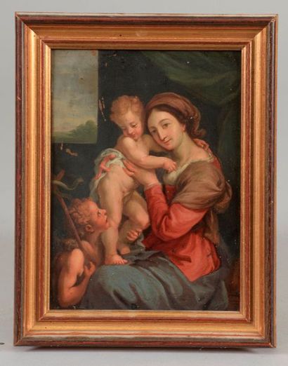 null École italienne du XVIIIe siècle.



Vierge à l'Enfant avec saint Jean-Baptiste.



Huile...