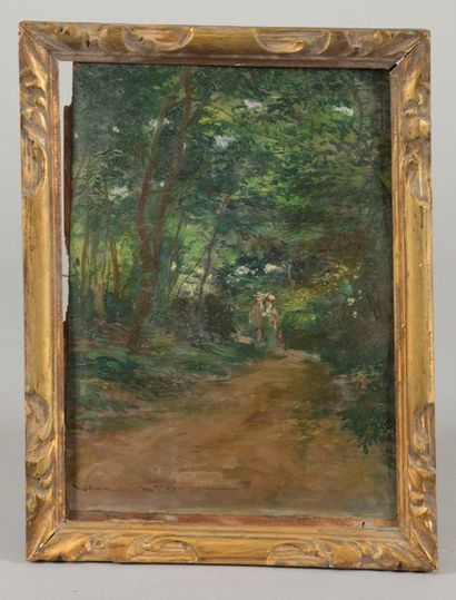 null Georges STEIN (1870 - 1955).



Promenade en forêt.



Huile sur carton signée...