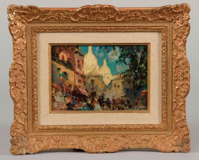 null Merio AMEGLIO (1897 - 1970).



"Place du Tertre".



Huile sur panneau signée...