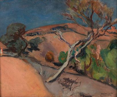 null Lucien MAINSSIEUX (1885 - 1958).

Paysage de dunes.

Huile sur toile signée,...