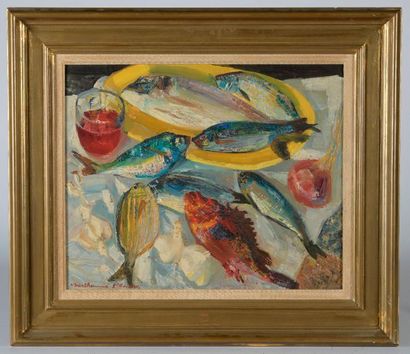 null Louis BERTHOMME SAINT-ANDRE (1905 - 1977).

Les poissons de la bouillabaisse.

Huile...