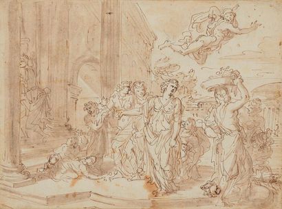null Attribué à Nicolas LOIR (1624 - 1679).

Scène antique.

Plume, encre brune et...
