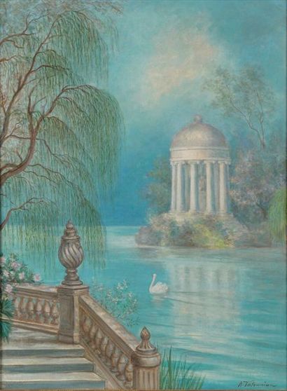 null Arshag TOLVANIAN (Arménie, 1880 - 1969).


Lac au cygne.


Huile sur toile signée...