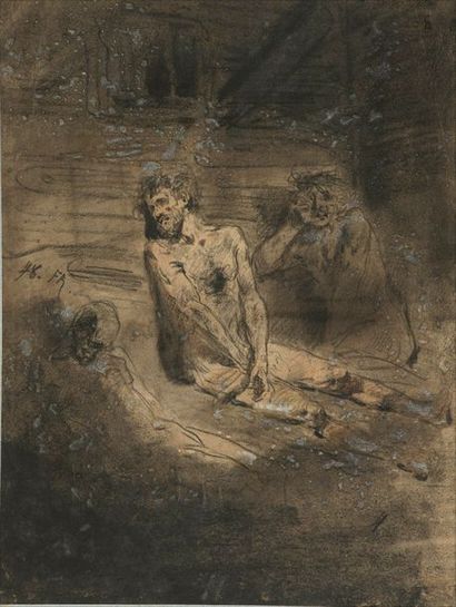 null Auguste ANDRIEUX (Paris, 1829 - Samois, 1880).

Jeune garçon les bras croisés.

Fusain...