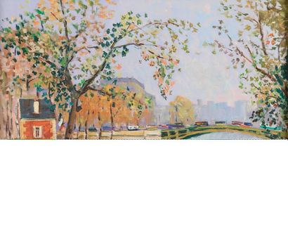 null Jacques BOUYSSOU (La Rivière-Saint-Sauveur, 1926 - Paris, 1997).


Quai de Seine.


Huile...