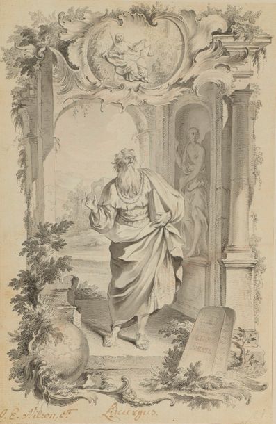 null Johann Esaias NILSON (Augsbourg, 1721 - 1788).

Lycurgue.

Plume et lavis sur...