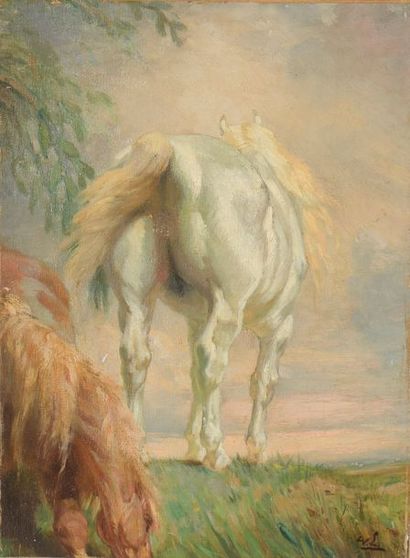 null Attribué à Evariste LUMINAIS (Nantes, 1822 - Paris, 1896).


Les chevaux.


Huile...