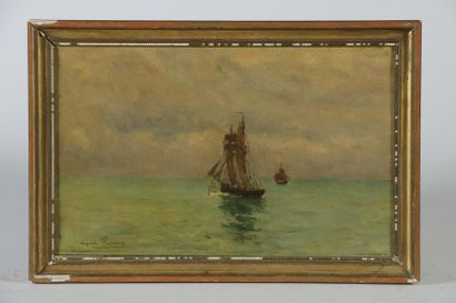 null Auguste FLAMENG (Metz, 1843 - Paris, 1893).


Deux voiliers sur mer calme.


Huile...