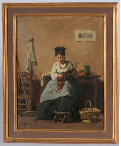 null Victor Gabriel GILBERT (Paris, 1847 - Paris, 1933). 


Jeune paysanne plumant...