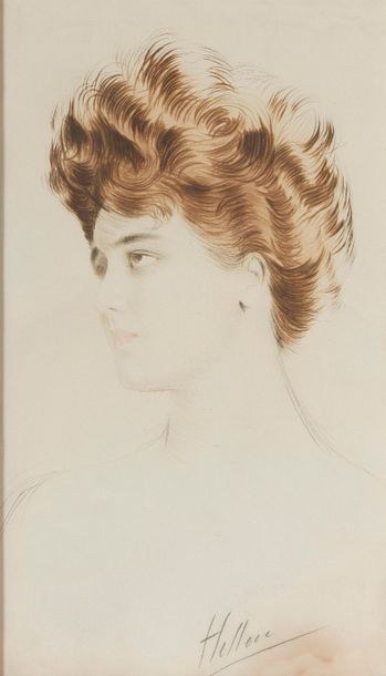 null Paul César HELLEU (Vannes, 1859 - Paris, 1927).

Femme en buste de trois quart....