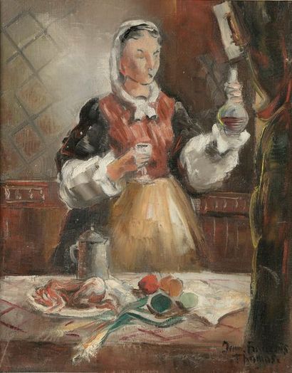 null Jean-François THOMAS (1894 - 1939).

Femme à la bouteille. 

Huile sur isorel...