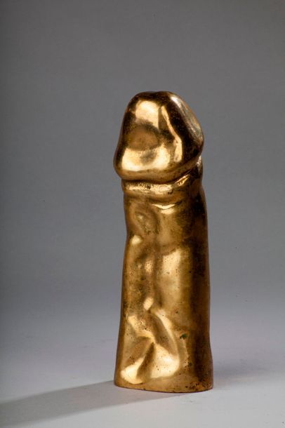 null Phallus turgescent en bronze verni (rayures).

XXe siècle.

Long. : 19 cm 
...