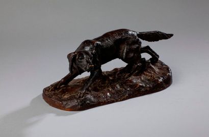 null D'après Jules MOIGNIEZ (1835-1894).

Setter à l'arrêt.

Bronze à patine brune...