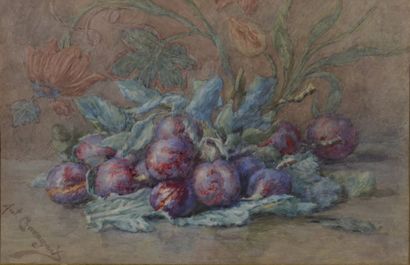 null Antoinette CHAVAGNAT (XIXe siècle).



Nature morte aux prunes.



Aquarelle...