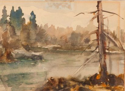 null Porfiri KRYLOV (Russie, 1902 - 1990).



La rivière.



Aquarelle annotée et...