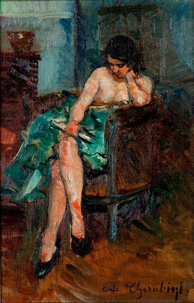 Carlo CHERUBINI (1897-1978).

Femme assise...