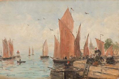 null Gérard ROUX dit "ROUXE" (né en 1946).
Port de pêche en Bretagne.
Huile sur panneau...