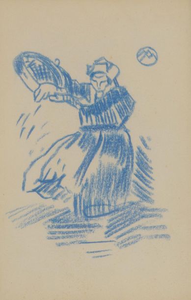 null Sabine OJERO de ROMARATE (XIXe-XXe siècle).
Femme à la robe noire assise dans...