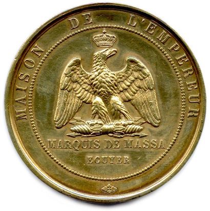 null Médaille en argent doré.
NAPOLEON III / EMPEREUR. Sa tête laurée. Signature...