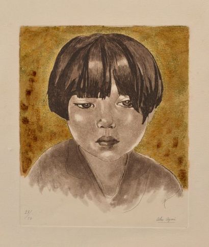 null Alix AYMÉ (1894-1989).
Portrait d'une jeune vietnamienne.
Eau-forte avec rehauts...