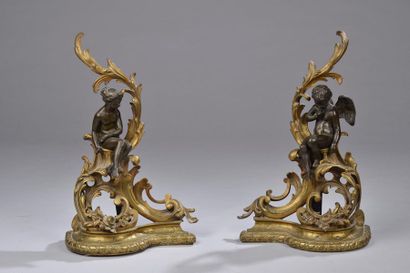 null D'après Étienne-Maurice FALCONET (1716-1791).
Paire de feux en bronze ciselé...