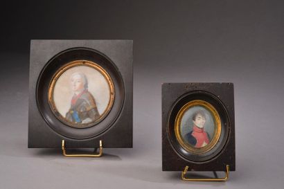 null Ensemble de deux miniatures des XVIIIe et XIXe siècle comprenant :
- Portrait...