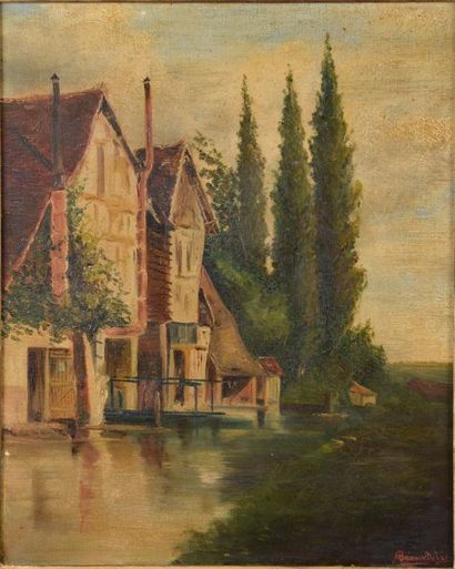 null BEAUVIVIER (XIXe-XXe siècle).
La maison sur le canal.
Huile sur toile signée...