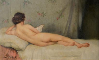 null Léon-Laurent GALAND (1872-1960).
Nu féminin allongé.
Huile sur toile signée...