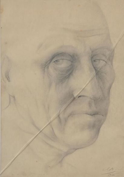 null René-Jean CLOT (1913-1997).
Portrait d'homme.
Dessin au crayon signé et daté...
