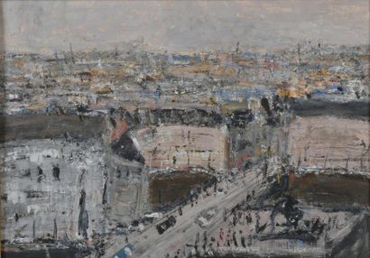 null Michel MALY (né en 1936).
Vue de ville.
Huile sur carton signée en bas à droite.
Haut....