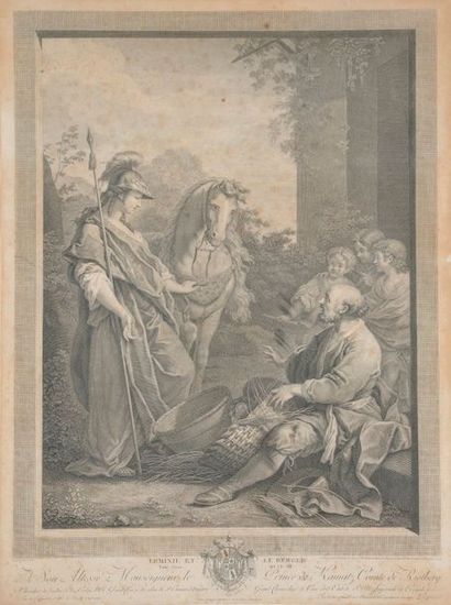 null D'après Carl VANLOO gravé par Charles-André PORPORATI.
"Erminie et le Berger"...