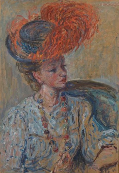 null Constantin Andréevitch TERECHKOVITCH (1902-1978).
Femme au chapeau.
Gouache...