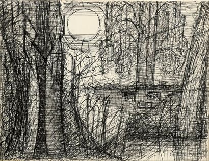 null Marcel GROMAIRE (1892-1971). 

Paysage ensoleillé.

Encre de Chine signée et...