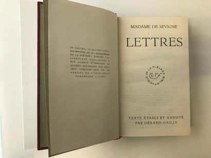  Collection bibliothèque la Pléiade, "Lettres", Madame de Sévigné,1953 et collection...