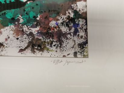 Dominique JOLIVET (XXe) Peinture Aquarelle sur papier « effet japonisant », n°15,...