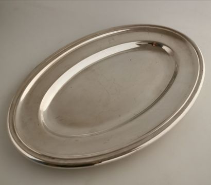 Plat ovale métal argenté, ERCUIS, 29,5 cm,...